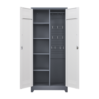 Vimora™ - Lockable Metal Storage Cabinet, Tall Cleaning Tool Organizer