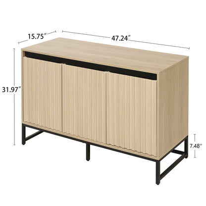 Vimora™ - Modern 3-Door Sideboard with LED Lights and Adjustable Shelves for Stylish Storage
