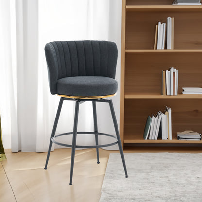 Vimora™ - Elegant Gray Adjustable Swivel Bar Stools with High Backrest (Set of 2)