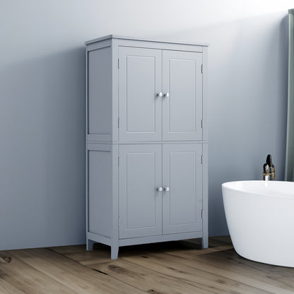 Vimora™ - Elegant Grey Bathroom Storage Cabinet with 4 Doors and Adjustable Shelves