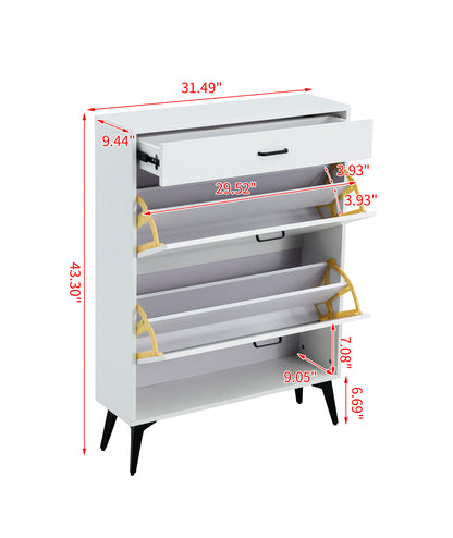 Vimora™ - White Shoe Cabinet with Metal Legs and Storage Shelves for Organised Footwear