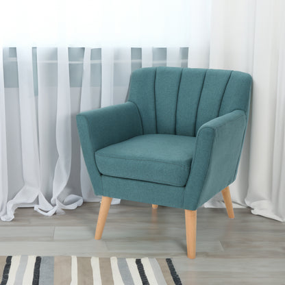 Vimora™ - Mid Century Modern Teal Fabric Club Chair with Birch Wood Legs