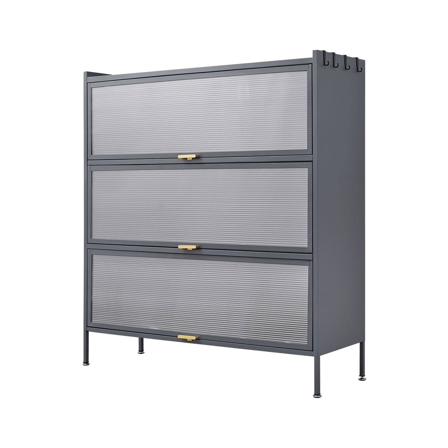 Vimora™ - 3 Tier Metal Pantry Storage Cabinet with Microwave Rack & Adjustable Hooks