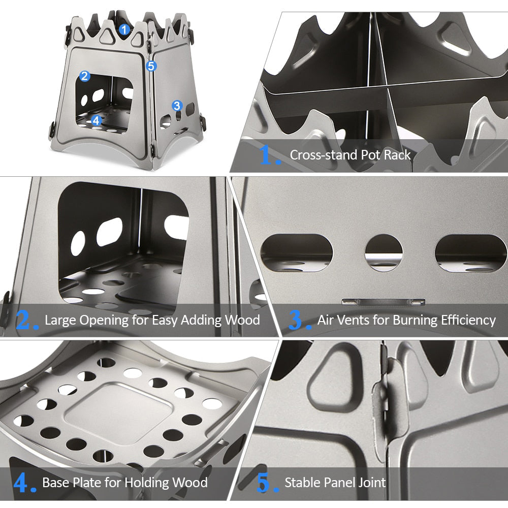 Vimora™ Stainless Steel Foldable Firewood Stove