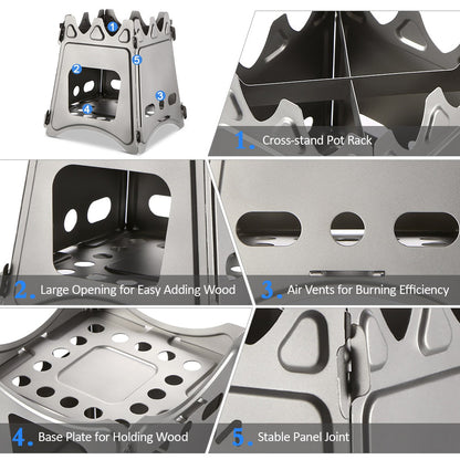Vimora™ Stainless Steel Foldable Firewood Stove