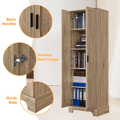 Vimora™ - Brown MDF Storage Cabinet with Adjustable Shelves for Bathroom and Office