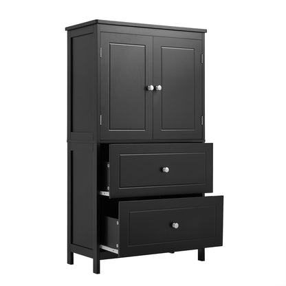 Vimora™ - Black MDF Bathroom Storage Cabinet with Doors, Drawers & Adjustable Shelf