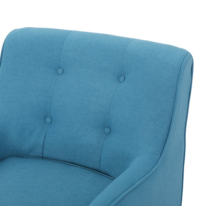 Vimora™ - Teal Mid-Century Modern Arm Chair with Tufted Back and Retro Wooden Legs