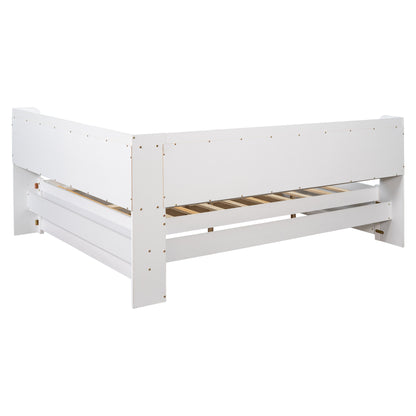 Vimora™ - Full Bed with L-shaped Bookcases and Storage Drawers in White
