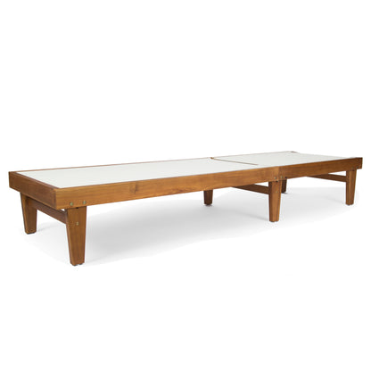 Vimora™ - Summerland Teak Chaise Lounge with White Mesh for Outdoor Relaxation