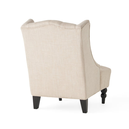 Yvonne™ - Elegant Wingback Club Chair with Button-Tufted Design and Birch Wood Legs