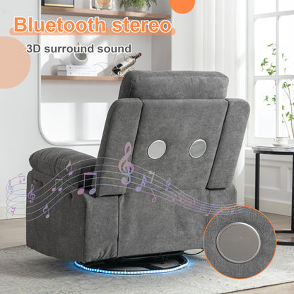 Vimora™ - Rotating Electric Recliner Lounge Chair with Bluetooth, LED Light & Adjustable Footrest
