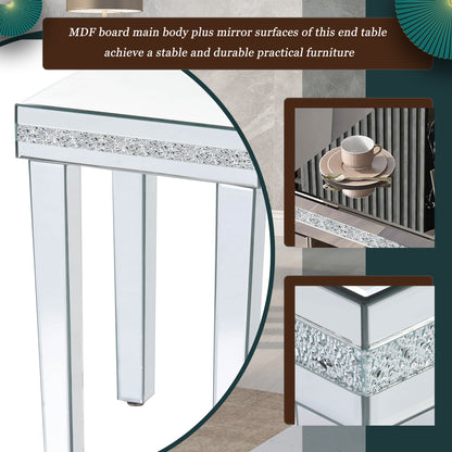 Vimora™ - Modern Glass Mirrored Silver End Table with Adjustable Height Legs