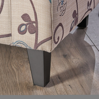 Vimora™ - White and Blue Fabric Club Chair with Birch Wood Legs