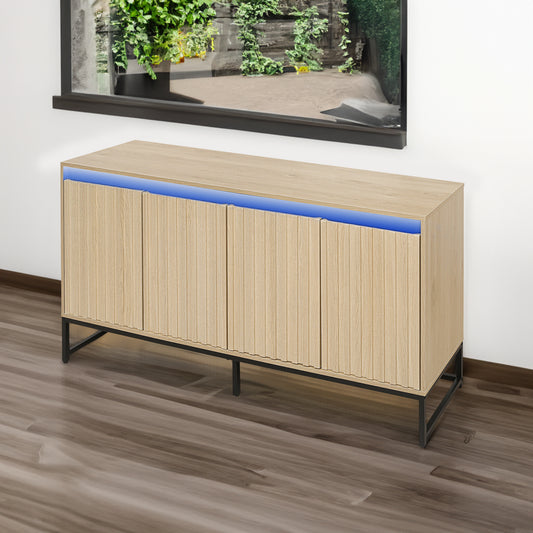 Vimora™ - Modern 4-Door LED Sideboard with Adjustable Shelves