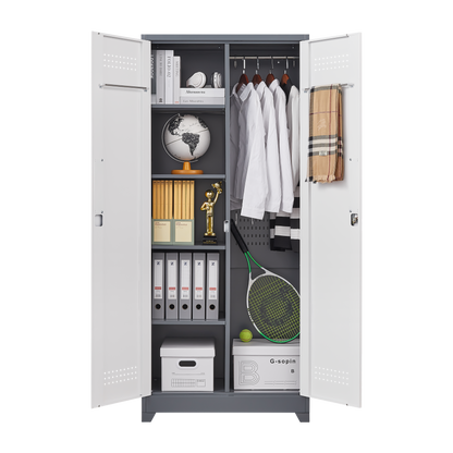 Vimora™ - Lockable Metal Storage Cabinet, Tall Cleaning Tool Organizer