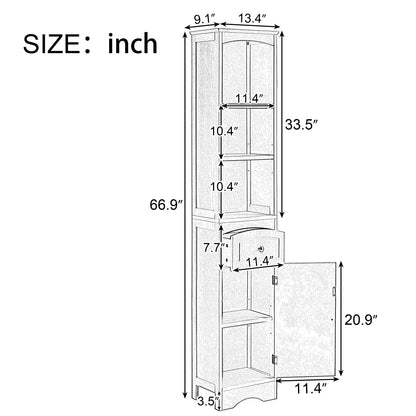 Vimora™ - Tall Black Freestanding Bathroom Cabinet with Drawer & Adjustable Shelves