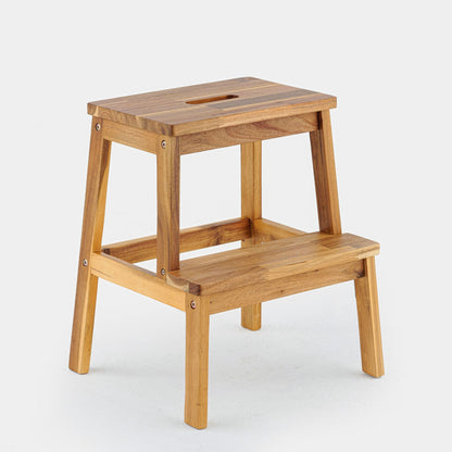 Vimora™ - Acacia Wood Two-Step Stool for Home, Indoor & Outdoor Use, Light Brown