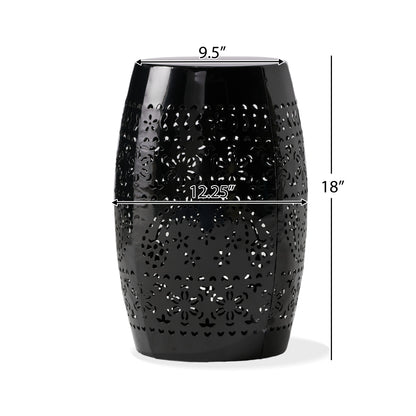 Vimora™ - Modern Black Iron Ruby Side Table with Lace Cut Design