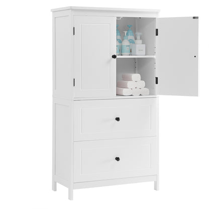Vimora™ - White Bathroom Storage Cabinet with Adjustable Shelf, Drawers & Anti-Tipping Design