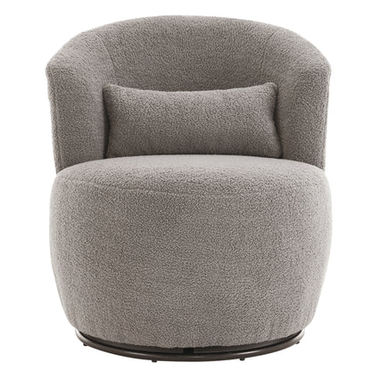 Vimora™ - Grey Plush Swivel Accent Chair with 360° Rotation and Metal Base