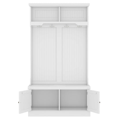 Vimora™ - White Hall Tree with Storage Shoe Bench and Coat Racks