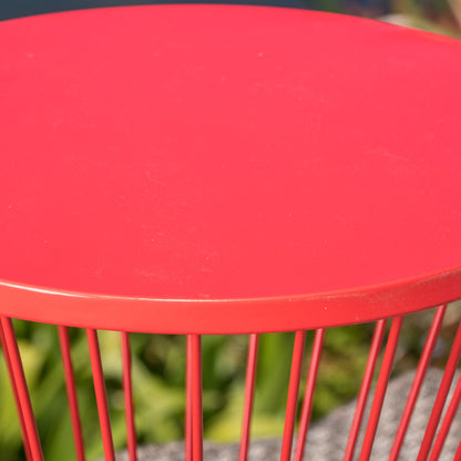 Vimora™ - Red Powder-Coated Iron Hourglass Side Table