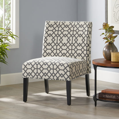 Vimora™ - Contemporary Grey and Ivory Upholstered Accent Chair with Tapered Legs