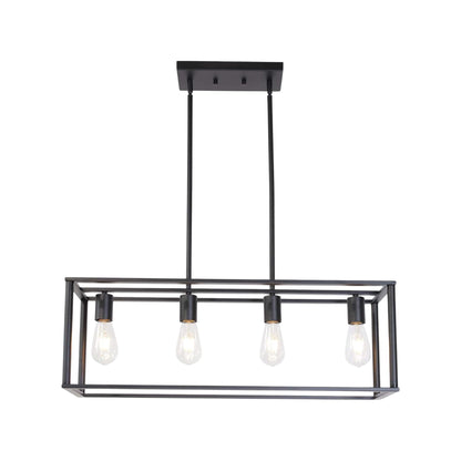 Vimora™ - Industrial Vintage 4-Light Black Pendant Chandelier with Open Cage Design