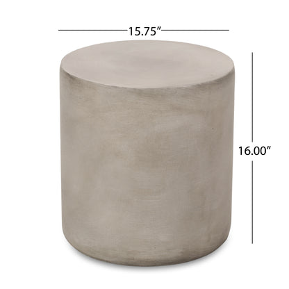 Vimora™ - Light Gray Lightweight Concrete Side Table with Modern Cylindrical Design