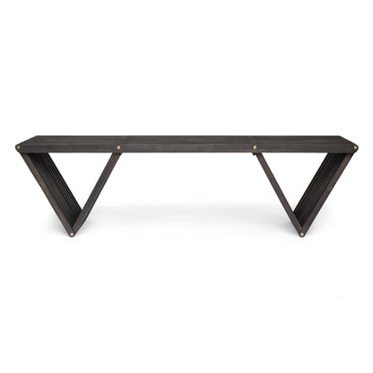 Vimora™ - Dark Grey Acacia Wood Transitional Bench with Modern Slat Design