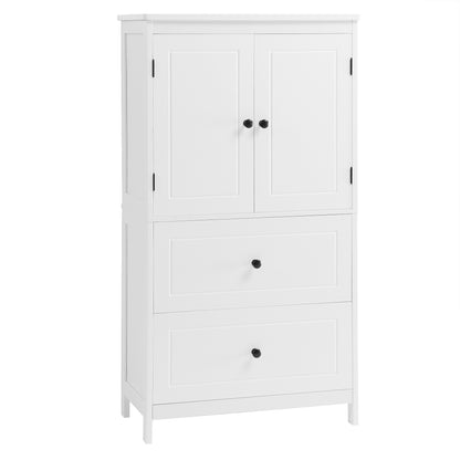 Vimora™ - White Bathroom Storage Cabinet with Adjustable Shelf, Drawers & Anti-Tipping Design