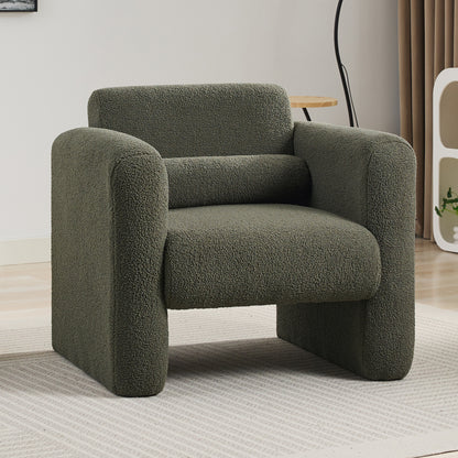 Vimora™ - Modern Style Chair with Soft Sheepskin Cushion, Seaweed Green Armchair