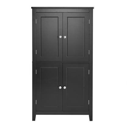 Vimora™ - Elegant Black Bathroom Floor Storage Cabinet with 4 Doors and Adjustable Shelves