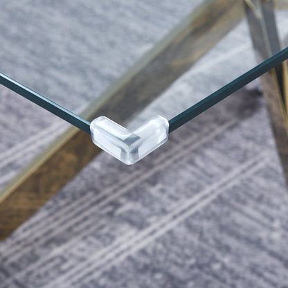 Vimora™ - Gold Modern Rectangular Glass Dining Table for 6 - Stylish & Durable