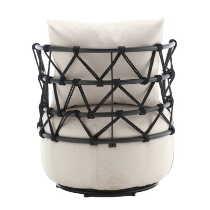 Vimora™ - Beige Upholstered Tufted Accent Chair with Metal Stand for Living Room and Office