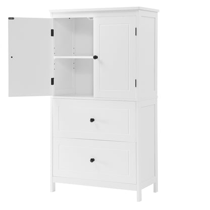 Vimora™ - White Bathroom Storage Cabinet with Adjustable Shelf, Drawers & Anti-Tipping Design
