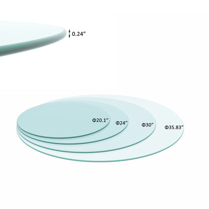 Vimora™ - 20" Round Tempered Clear Glass Table Top with Polished Edge