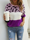 Angel Wings Color Block Round Neck Sweater