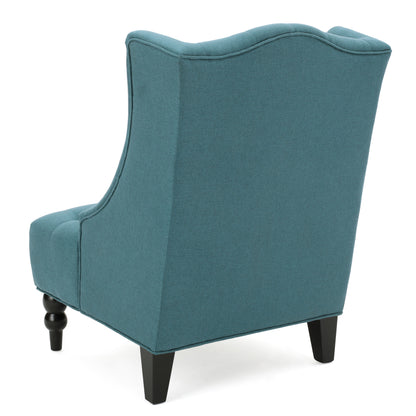Vimora™ - Upholstered Wingback Chair in Teal with Button-Tufted Design