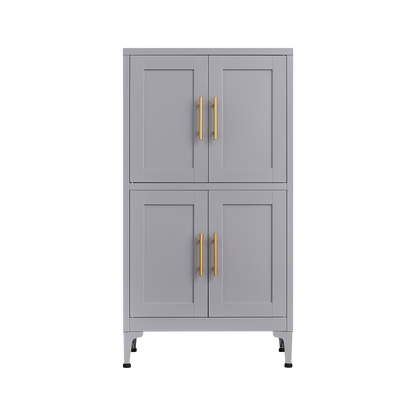 Vimora™ - Grey Metal Storage Cabinet with Adjustable Shelves and Doors for Versatile Storage