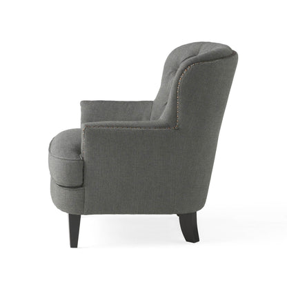 Vimora™ - Contemporary Grey Fabric Club Chair and Ottoman Set for Modern Living Room
