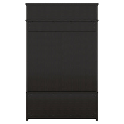 Vimora™ - Black Hall Tree with Storage Bench, Sliding Door & 5 Hooks