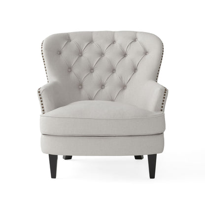 Vimora™ - Contemporary Light Grey Club Chair and Ottoman Set