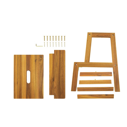 Vimora™ - Acacia Wood Two-Step Stool for Home, Indoor & Outdoor Use, Light Brown