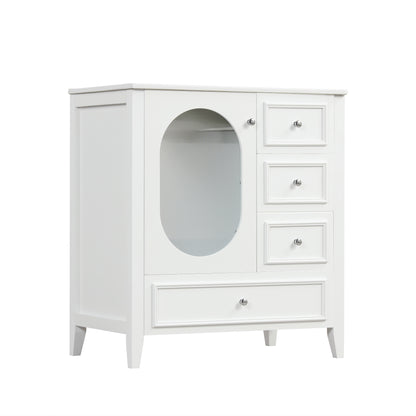 Vimora™ - White Bathroom Vanity with Sink, 3 Drawers, Solid Wood & MDF Cabinet