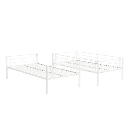 Vimora™ - Twin Over Twin Metal Bunk Bed with Safety Guardrails & Convertible Design in White
