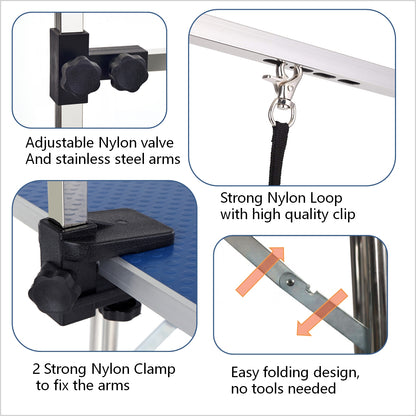 Vimora™ - Large Heavy Duty Pet Grooming Table with Adjustable Arm & Safety Clamps