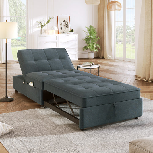 Vimora™ - Four in One Sofa Bed, Chair Bed, Ottoman with USB Port, Dark Blue