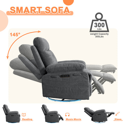 Vimora™ - Rotating Electric Recliner Lounge Chair with Bluetooth, LED Light & Adjustable Footrest